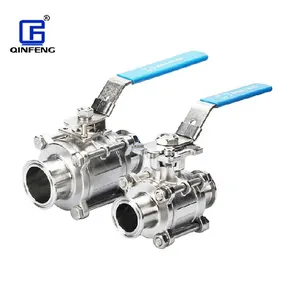 QINFENG Stainless Steel Manual Full Bore Ss316 Ball Valve 3 Pieces Sanitary 3Pc Ball Valve For Food Beverage