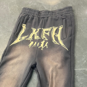 <span class=keywords><strong>Pantaloni</strong></span> sportivi Casual Streetwear Casual da <span class=keywords><strong>uomo</strong></span> in cotone intrecciati in pile intrecciati con stampa grafica ampia - Product Image 3