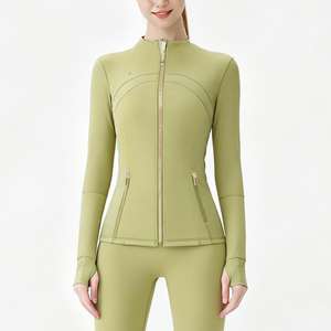 Veste de yoga d'hiver pour <span class=keywords><strong>femme</strong></span> avec fermeture éclair dorée, livraison express USA, vêtement de fitness ajusté à col montant, grande taille, vêtements de sport sculptants - Product Image 6