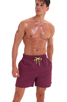 Short de plage personnalisé pour hommes Short de surf à taille élastique pour les loisirs Couleur unie Décontracté Teint en couleur magique Couleurs pour impression