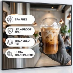 แก้ว PET แบบผนังเดียว ขนาด 360/500/650 มล. พร้อมพิมพ์โลโก้แบบ UV/ดิจิตอล ขนาดเส้นผ่านศูนย์กลาง 90 มม. สำหรับกาแฟเย็นและเครื่องดื่มเย็น - Product Image 2
