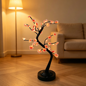Decorative 45cm Cherry Blossom LED Tree Lamp, 36 Warm White <strong>Lights</strong> Tabletop Bonsai Tree <strong>Light</strong> <strong>with</strong> 6h <strong>Timer</strong> - Product Image 3