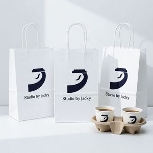 Bolsas de Papel Kraft para Café y Bebidas, Bolsa de Papel para Llevar con Logotipo Personalizado para Cafeterías y Tiendas de Té con Leche - Product Image 1