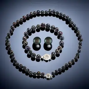 巴洛克廉价折扣黑色淡水珍珠饰品项链套装正品淡水珍珠饰品