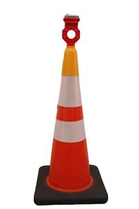 الجملة البلاستيكية المرور 18 "28" 36 "جودة عاكسة جيدة البلاستيك مرنة المخاريط البرتقالية قاعدة سوداء - Product Image 5