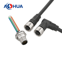 Connecteur de capteur AHUA 3PIN M12 fil à fil/panneau sur-moule mâle femelle fiche métallique IP65 20/22/24AWG connecteur de fil LED