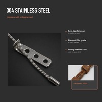 Kabel Pembatas Jendela Bentuk 7 Mudah Dipasang, Tali Kepang 2.75mm 300mm Pelindung Jatuh Stainless Steel untuk Penggunaan Jendela Casement