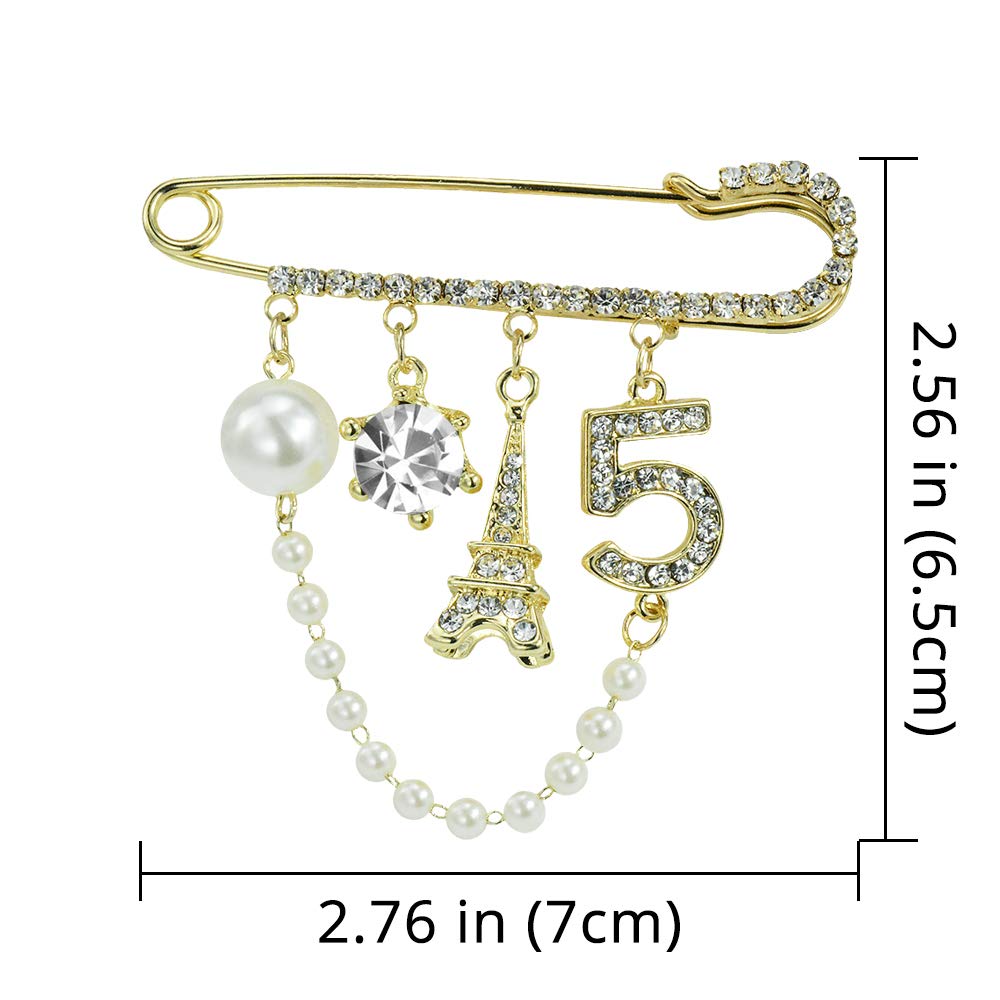 卸売デザイナーヴィンテージ番号5安全ピンブローチ、高級