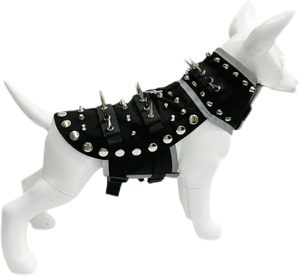 เสื้อผ้าสัตว์เลี้ยงแบบใหม่ สไตล์พังก์สุดสร้างสรรค์ สายรัดอกแบบมีหนาม ป้องกันการกัด เสื้อกั๊กเกราะสำหรับลูกสุนัข เสื้อแจ็คเก็ต อุปกรณ์ป้องกันความปลอดภัยสำหรับสัตว์เลี้ยงสำหรับการเดินป่า - Product Image 1