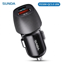 Pengisi Daya Mobil Mini USB C 48W USB Tipe C QC3.0 18W PD30W Logo Kustom Pengisian Cepat untuk Ponsel Tablet