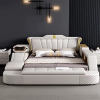 Luxuriöses Verstellbares Smart-Bett mit Soundsystem/TV/Massage Multifunktionales Stauraumbett für Hauptschlafzimmer