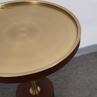 Nordique doré Simple moderne rond en bois Base canapé côté Service boisson Table petite Table basse pour salon