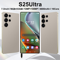 Smartphone S25 Ultra avec écran HD de 7,3 pouces, 16 Go + 512 Go, appareil photo 108 MP, longue durée de vie de la batterie, déverrouillage facial, version mondiale, téléphone portable Android