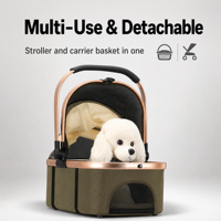 Poussette pour animaux de compagnie OEM, panier amovible pour chat et chien, 360° °   Poussette pour animaux de compagnie avec roues avant pivotantes et double frein arrière