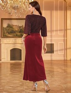 Vestido <span class=keywords><strong>de</strong></span> Cóctel <span class=keywords><strong>de</strong></span> Terciopelo <span class=keywords><strong>de</strong></span> Lujo <span class=keywords><strong>para</strong></span> Mujer, Vestido <span class=keywords><strong>de</strong></span> Fiesta con Lentejuelas y Abertura, Mangas Acampanadas y Cuello en V, Ideal <span class=keywords><strong>para</strong></span> Invitadas <span class=keywords><strong>de</strong></span> <span class=keywords><strong>Boda</strong></span>. - Product Image 4