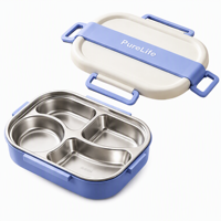 Boîte à lunch bento en acier inoxydable 304, étanche, micro-ondable, 1500 ml, multi-compartiments, avec couverts, portable, pour l'école