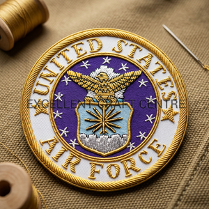 US AIR for High Quality Lace Embroidered 3D Patch <b>Sew</b>-On Fabric Badge with Safety <b>Pin</b> Luxury Design for Garment - Product Image 2