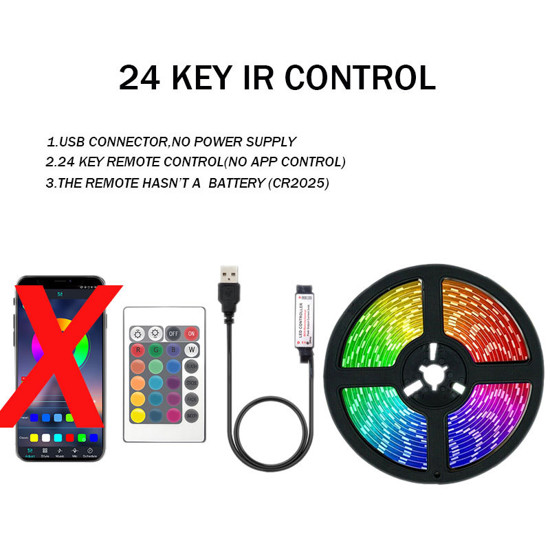 5V + รีโมทคอนโทรลพร้อม 24 ปุ่ม [30 LEDS/m]