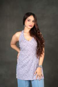 Vestido Étnico Avni Lilac Petal con Cuello en V, Corte Holgado, Secado Rápido, Sin Arrugas, Sin Mangas, para Mujer, Verano, Festivo, Casual, para Fiestas - Product Image 2