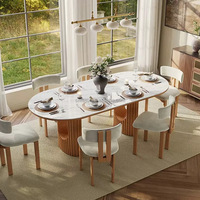 Table à manger rectangulaire extensible en marbre et bois massif, style nordique de luxe, avec chaises, ensemble 4-6 places, mobilier design ferme, dernières nouveautés