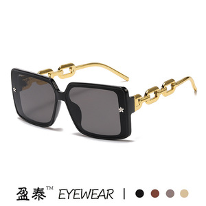 Yingtai Eyewear <b>Large</b> <b>Frame</b> Chain Temple Sunglasses UV400 PC Unisex - Product Image 1