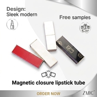 Étui à rouge à lèvres magnétique carré, conteneur de luxe pour rouge à lèvres, tube de rouge à lèvres or et noir, conteneur de maquillage, emballage de rouge à lèvres haut de gamme