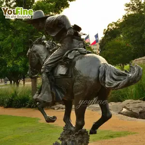 经典高品质雕塑青铜西部牛仔马雕像待售