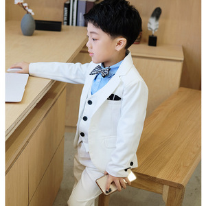 Traje de Caballero Coreano de Moda Primavera Otoño 2019, Ropa para Niños, Nuevo Traje Blanco con Chaleco para Niño, Venta al por Mayor - Product Image 4