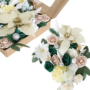 Seizoen Kunstmatige Bloemhoofdjes Voor Kerstdecoratie Zijden Rozen Bloemenset Diy Bloemenboeket Arrangementen Stof Rozenkoppen