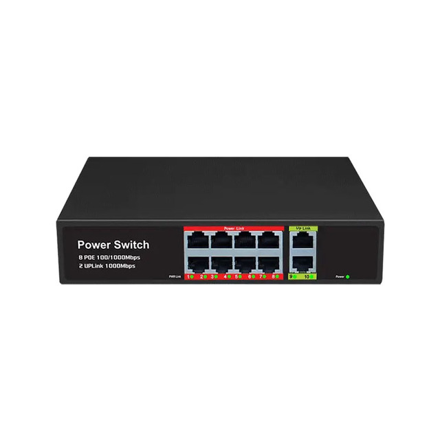 Fosvision 8 Port Poe 2 Uplink Poe Switch 48v for Camera Extender 150meter 120w Power Ieee802.3af/at Standard Poe Network Switch
