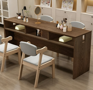 Table de manucure moderne en bois avec rangement et présentoir pour salon et spa - Product Image 4