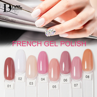 Vernis Gel UV LED Semi-Permanent BD French pour Ongles – Couleurs Variées, Bouteille Liquide à Tremper pour Salons de Manucure