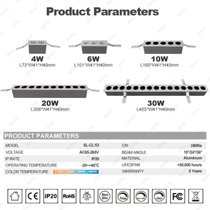 Thương mại nhôm lõm Downlight trong nhà văn phòng nhà 4W <span class=keywords><strong>6W</strong></span> 10W 20W 30W <span class=keywords><strong>2</strong></span> đến 15 đầu tùy chọn <span class=keywords><strong>LED</strong></span> lưới tản nhiệt tuyến tính ánh sáng - Product Image 3