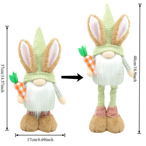 <b>Easter</b> Gnome Bunny Plush Long Legs Standing Rabbit Dwarf Figurine Swedish Tomte Doll Holiday Table <b>Ornament</b> Spring Party Decor - Product Image 5