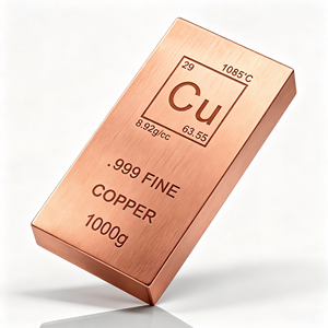 Barre de cuivre gravée avec les données périodiques, 1 kg, pour présentoirs de collection - Product Image 1
