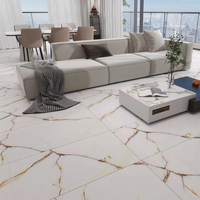 Carrelage extérieur en porcelaine vitrifiée élégant et moderne, aspect marbre bleu doré, 600x1200mm, poli, émaillé, antidérapant, résistant aux acides