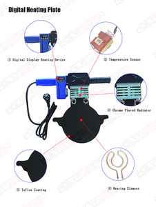 Máquina de Soldadura de Tuberías de <span class=keywords><strong>Polietileno</strong></span> de Alta Densidad (HDPE) y Polipropileno (PP) de 2 <span class=keywords><strong>a</strong></span> 6 Pulgadas, Manual, de Empuje, con 2 Abrazaderas, en Oferta - Product Image 3