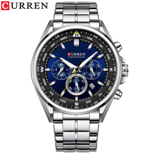 Montres-bracelets à quartz CURREN 8399, marque de luxe, chronographes sportifs avec aiguilles lumineuses en <span class=keywords><strong>acier</strong></span> inoxydable, montre homme noire - Product Image 6