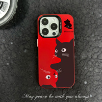 Étui de téléphone élégant en PC peint aux UV, antichoc, pour 7/8/XR/11/12/13/14/15/16 Pro Max, thème chat mignon, étui inclus