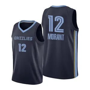 Neue Custom ized Herren 12 # Ja Morant Basketball Trikot Uniform Design Stickerei sublimierte Basketball Shorts Custom