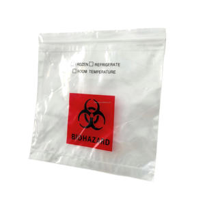 Sac de transport d'échantillons en plastique LDPE à fermeture éclair 95 kPa, sac de laboratoire <span class=keywords><strong>Kangourou</strong></span> à trois couches, transparent, impression personnalisée en héliogravure - Product Image 1