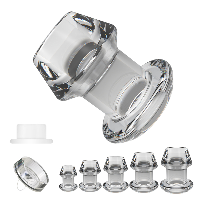 Clear Hollow Butt Plug - TPE Waterproof Anal Toy - S/M/L