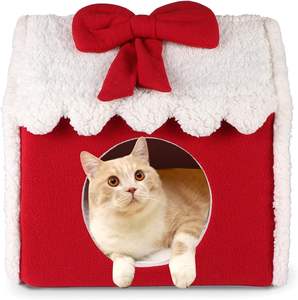 Noël chat <span class=keywords><strong>lit</strong></span> grotte nid maison chaton <span class=keywords><strong>cabane</strong></span> cachette pour petit chien ou lapin - Product Image 1