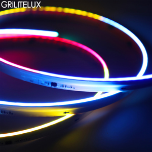 แถบไฟ LED RGBIC COB แบบแผงวงจรพิมพ์แคบ แสงส่องด้านข้าง DC24V 630LEDs ชิป IC แบบติดผิว กว้าง 8 มม. 10 พิกเซล สำหรับรางอะลูมิเนียม - Product Image 1