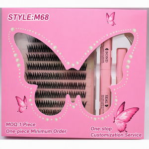 Beginner Friendly DIY High Quality <strong>Eyelash</strong> Extension Kit Home Use Wispy Cluster Lashes Lash <strong>Glue</strong> Remover Tweezers Korean PBT Box - Product Image 1