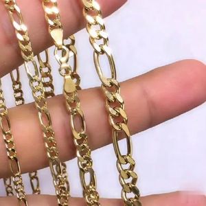 Collar de Cadena Figaro de Oro Real de 18k Puro de Alta Calidad con Diseño Simple y Moderno de Xinfly Au750 para Hombre - Product Image 3