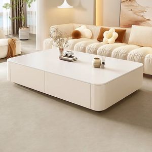 Meuble TV Crème, Ensemble <span class=keywords><strong>Table</strong></span> <span class=keywords><strong>Basse</strong></span> et Meuble TV Moderne pour Salon, Meuble TV de Rangement au Design Nordique Simple - Product Image 3