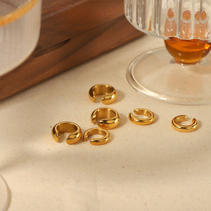 Fashion <b>Clip</b>-on Earrings Geometric Circular <b>Ring</b> 18K Gold Plated Zinc Alloy Cuff Earrings For Women Without Pierced Ears - Product Image 4