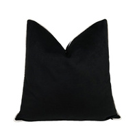 Housse de Coussin Décorative en Velours Doux Noir et Blanc, Taille Personnalisée, avec Passepoil, Vente en Gros