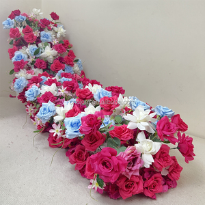 Camino de Mesa de Flores Artificiales de Seda en Degradado Rosa Intenso, de Alta Calidad, Crea un Ambiente Moderno para Bodas - Product Image 4